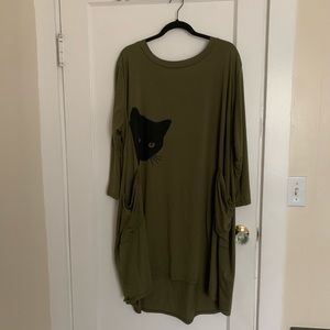 Plus Cocoon Dress with Cat